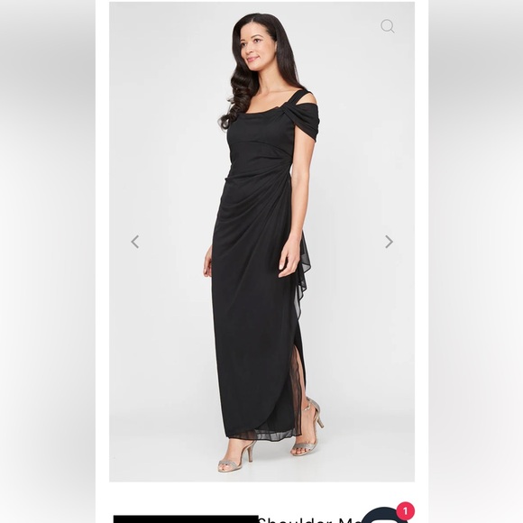 Alex Evenings Black Off-Shoulder Maxi Dress size 14 - Picture 3 of 5